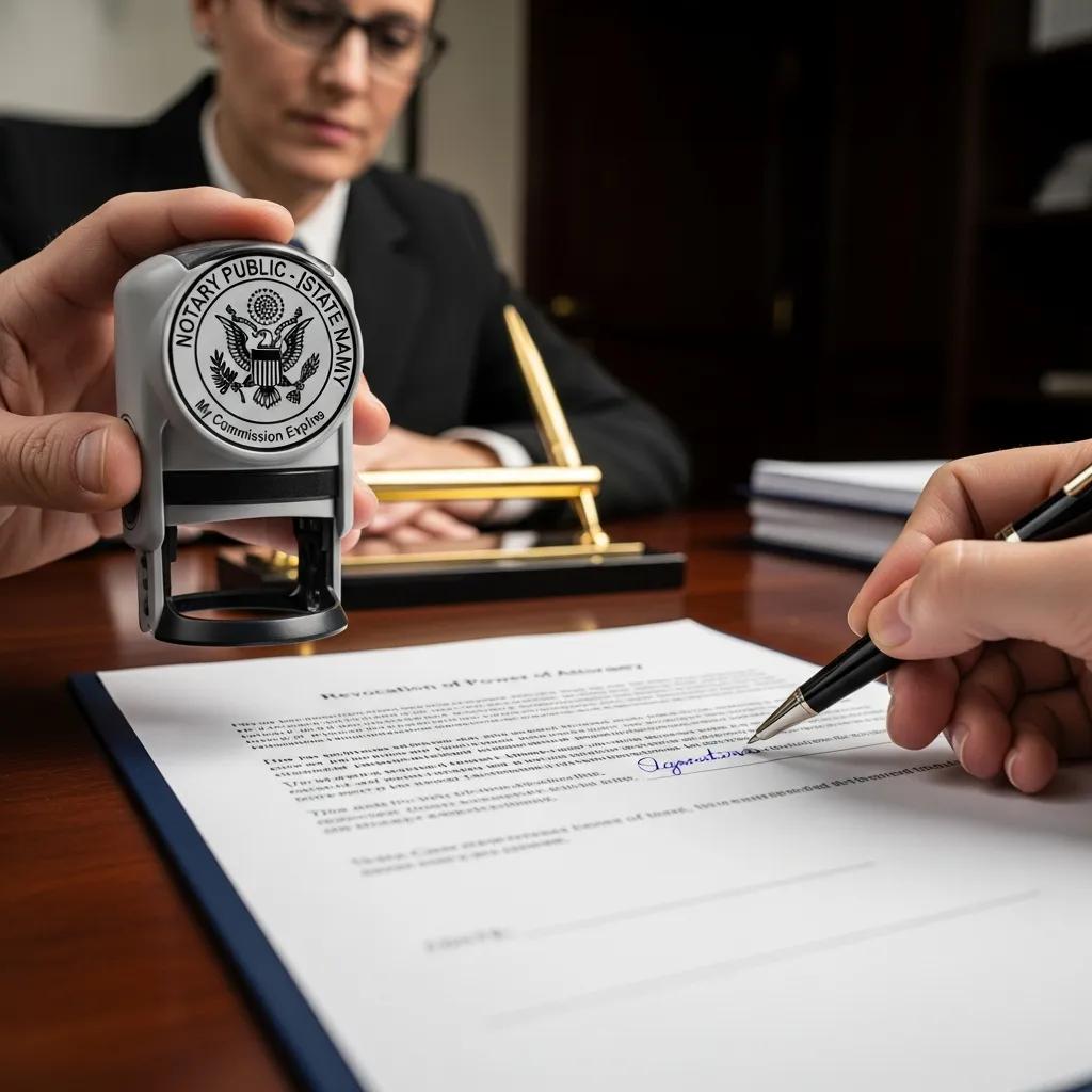 Close-up of a legal document being signed with a notary public, highlighting the importance of legal requirements